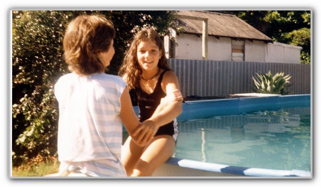 MJ with friend in pool